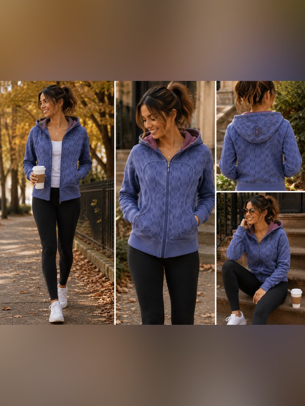 Lululemon Vintage Scuba Stretch Full Zip Hoodie Purple Geometric Est Size 6